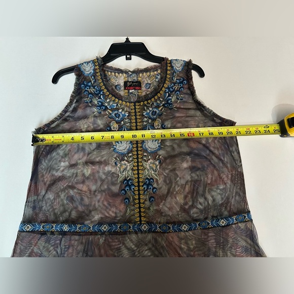 Johnny Was Biya Qadira Mesh Dress Large Whimsical Floral Boho *See Description - Picture 12 of 16